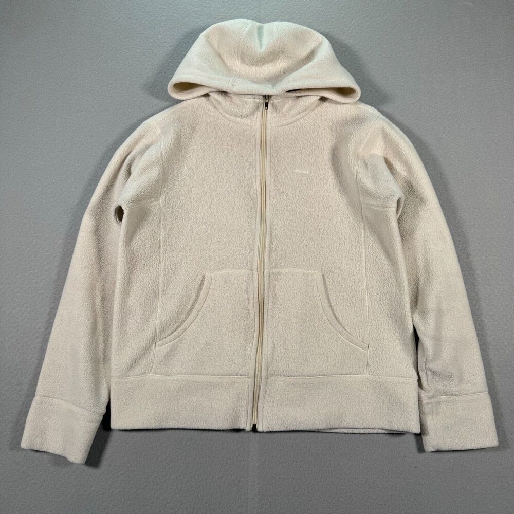 Patagonia Fleece Hoodie Jacket Womens Large‎ Beige Sweatshirt Full Zip Pockets